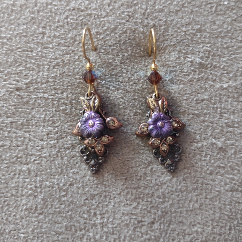 Multicolored Metallic Dangle Earrings.